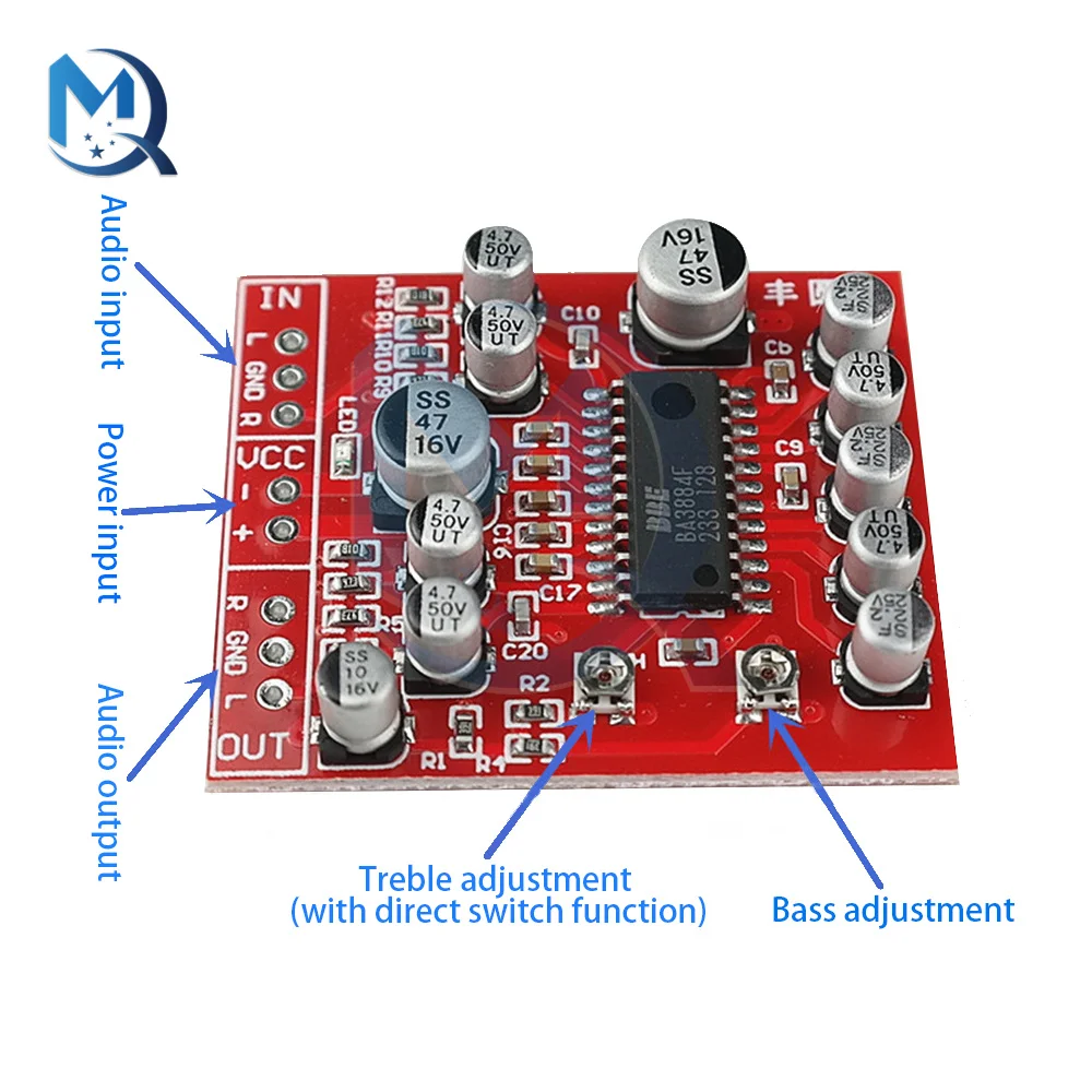 BA3884F Tone Board preamplifier BBE Sound effect exciter DIY Module to enhance Clarity Treble and Bass 1PC