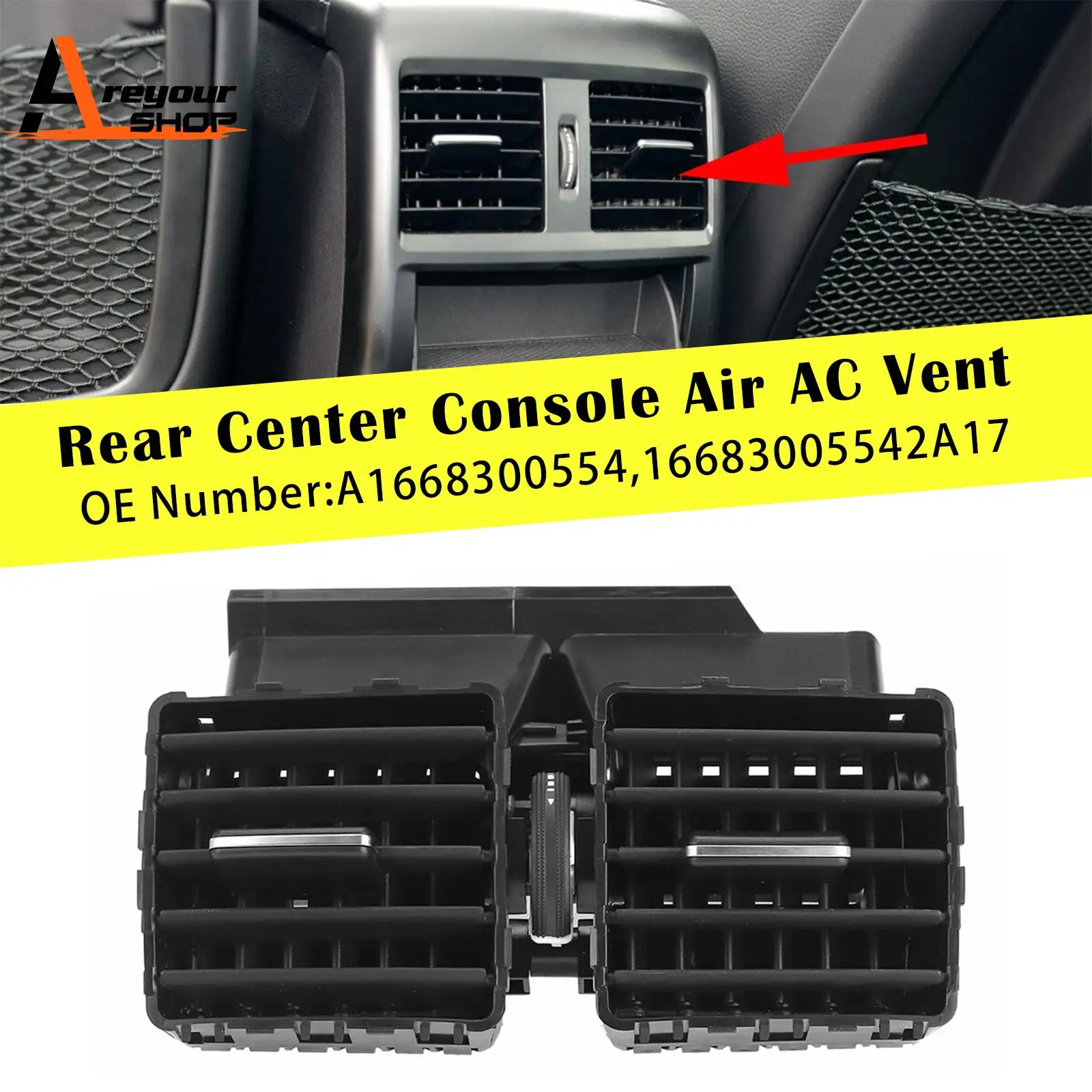 

Areyourshop Rear Center Console Air AC Vent for Mercedes W166 W292 ML GL GLE 2012 2013 2014 2015 2016 2017 2018 2019