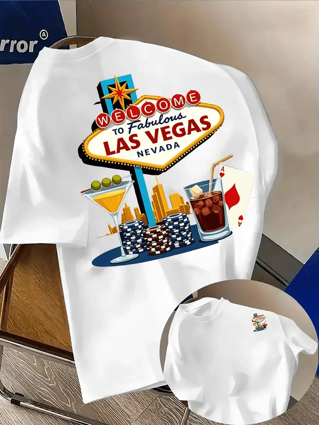 2026 Unisex Crew Neck T-Shirt Double Sided Vegas Casino Poker Cocktail Graphic Casual Short Sleeve Tee
