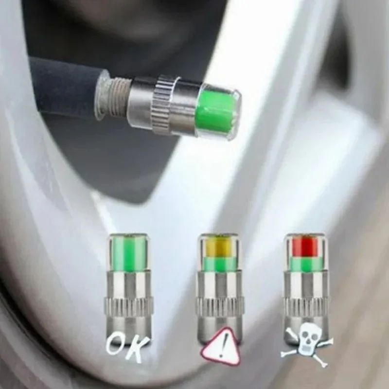 

Cars Tire Air Pressure Monitor Alert 4Pcs/set Indicator Tire Valve Cap Gauge Car Accessories Car Tyre Pressure Gauge Caps Useful