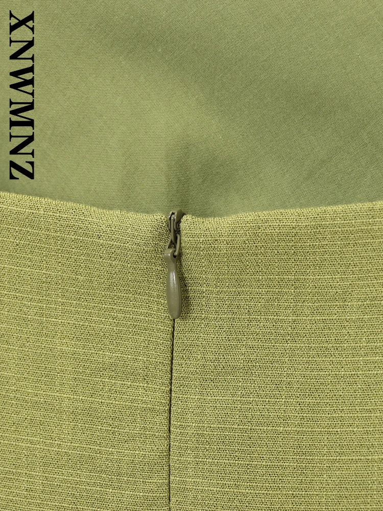 XNWMNZ 2025, Sommer-Frau, schlicht, modisch, dünner Schultergurt, Midikleid, schick, Urlaub, Damenbekleidung, grün, sexy, rückenfreie Kleider