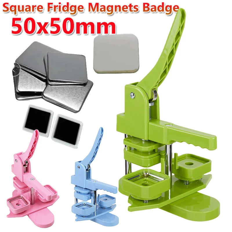 Square Refrigerator Badge Machine 50x50mm Rotating Manual Making Refrigerator Magnets/Badge Pins Suitable As A Gift for Children
