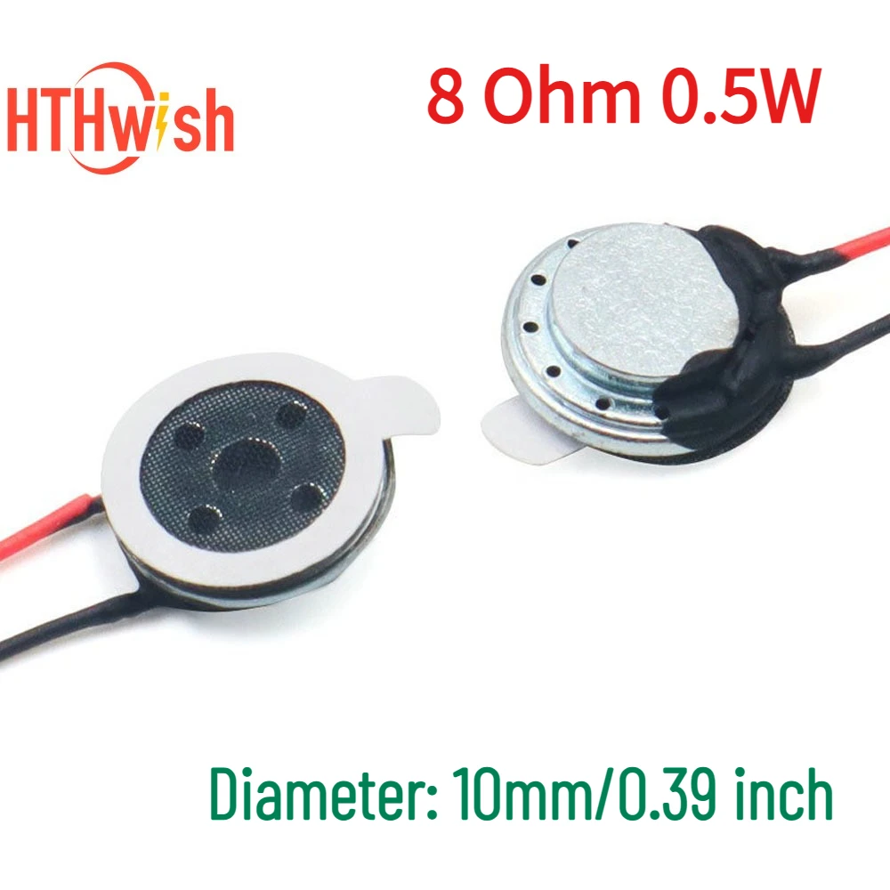 5PCS Round Speaker 8Ohm 0.5W Ultra-thin 10mm Diameter Mini Loudspeaker 10×3.5MM for Mobile Phone Repair Audio DIY
