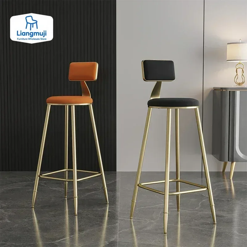 

European Modern Metal Bar Stool Luxury Gold Kitchen Portable Bar Stools Nordic Style Living Room Cadeira Hotel Furniture