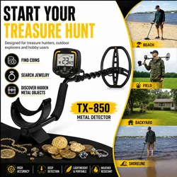 TX-850 Metal Detector sotterraneo Professionale Profondità 2,5 m Scanner Cercatore Rilevatore d'oro Cacciatore di tesori Pinpointer 11 pollici