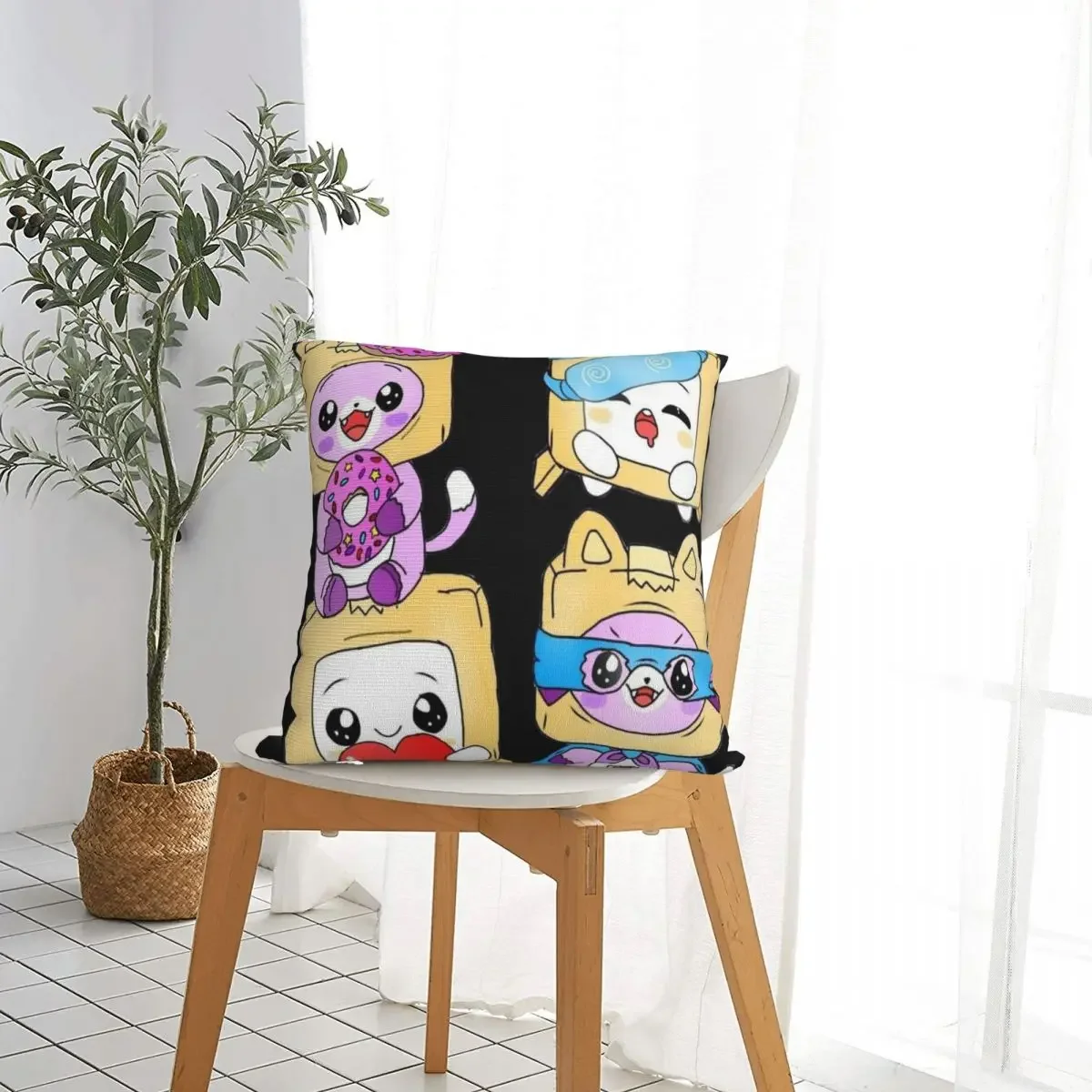 Cute Lankybox Square Pillow Case Cartoon Cushion Cover Custom Decorative Throw Pillow Case Cover for Home 45x45cm