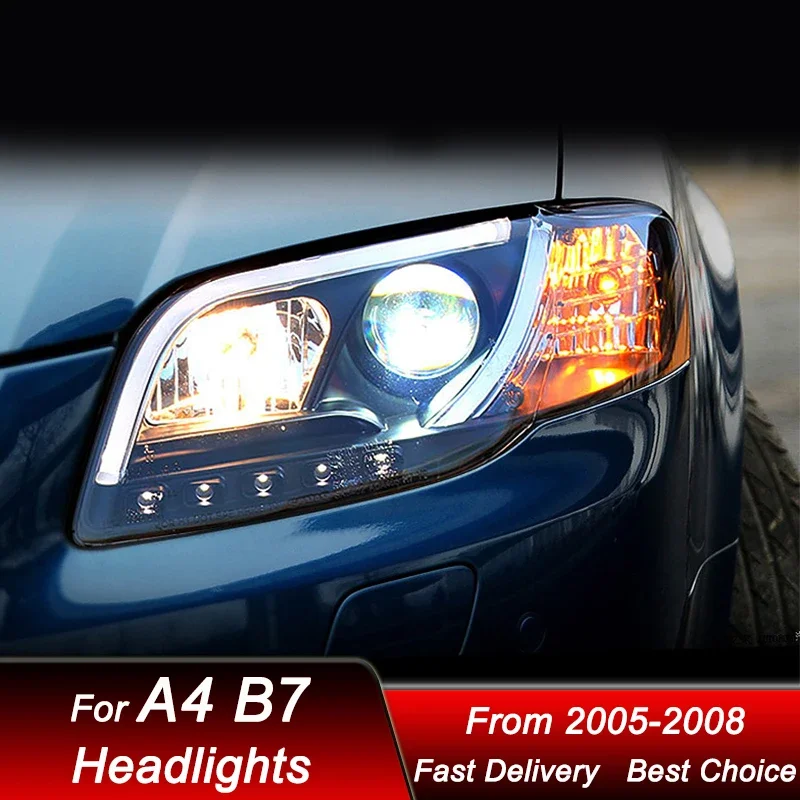 

Поп-стайлинг автомобилей фары для Audi A4 B7 2005-2008 новый стиль светодиодные фары в сборе обновление объектива проектора комплект аксессуаров