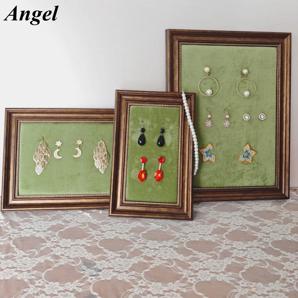 

Punch-Free Wall Mounted Jewelry Display Frame - Velvet Lined Board for Necklaces & Stud Earrings, Store Background Wall Decor,