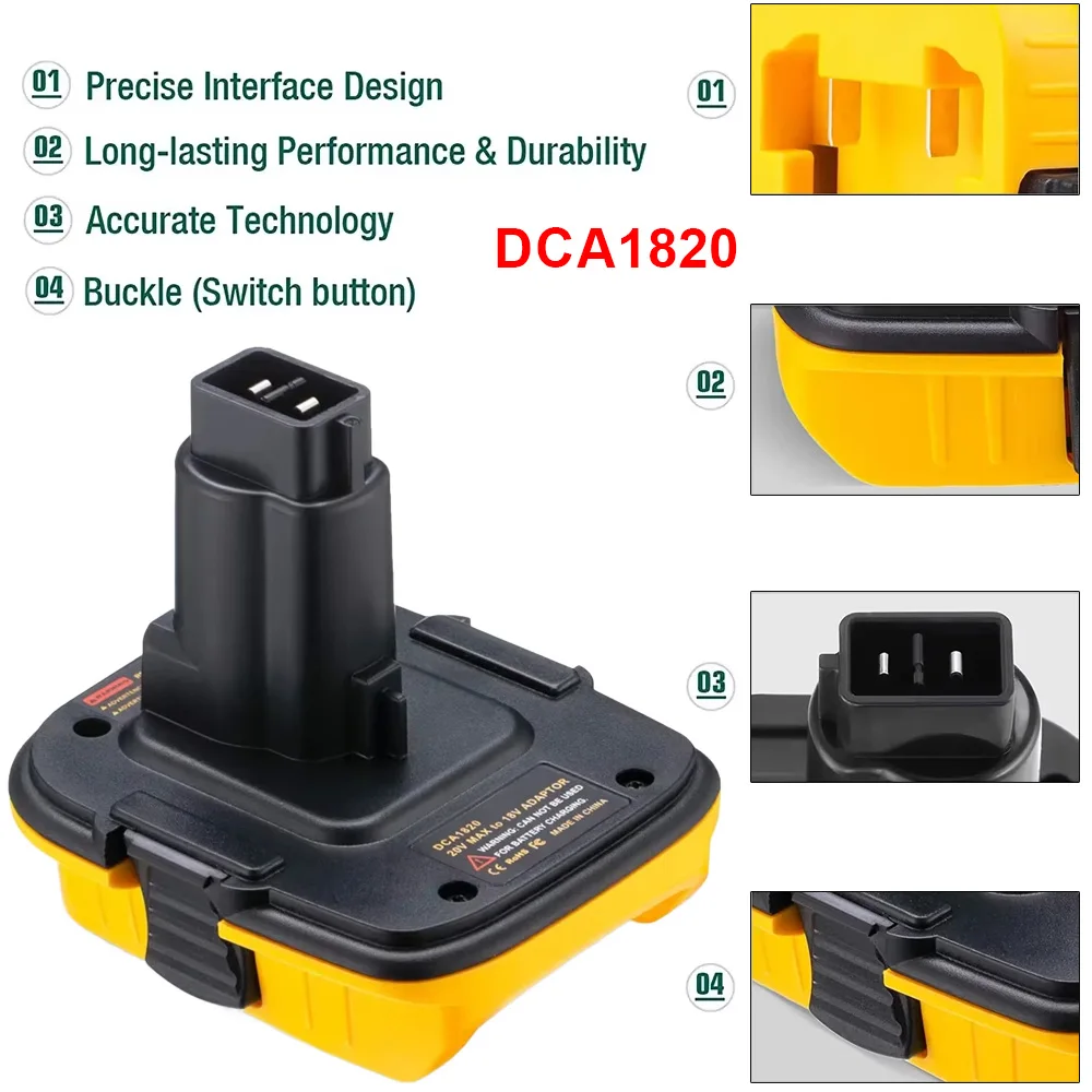 

Замена адаптера батареи DCA1820 для адаптера DEWALT от 18 В до 20 В для инструментов Dewalt 18 В (только адаптер)