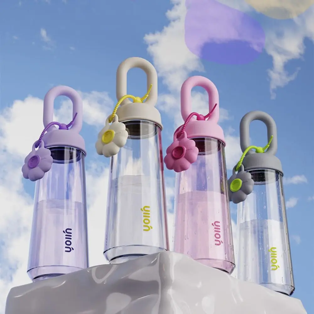 

Portable Plastic Water Bottle Silicone flower Large Capacity Sports Water Cup with Handle Leakproof Tumbler Summer
