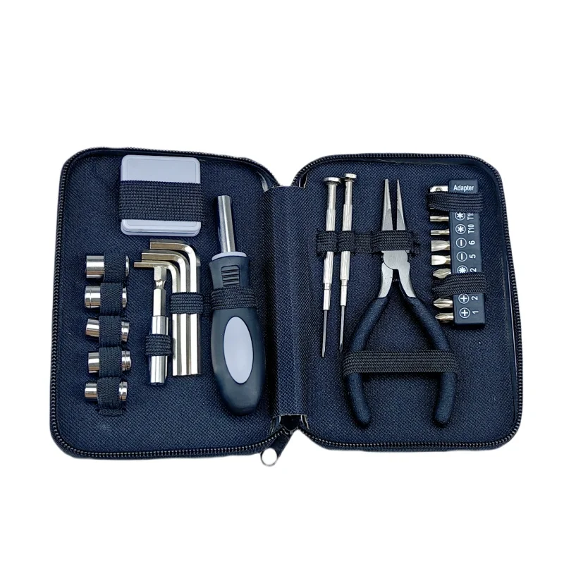 portable tinplate box tool set Hexagonal wrench Screwdriver Tape measure Steel wire pliers