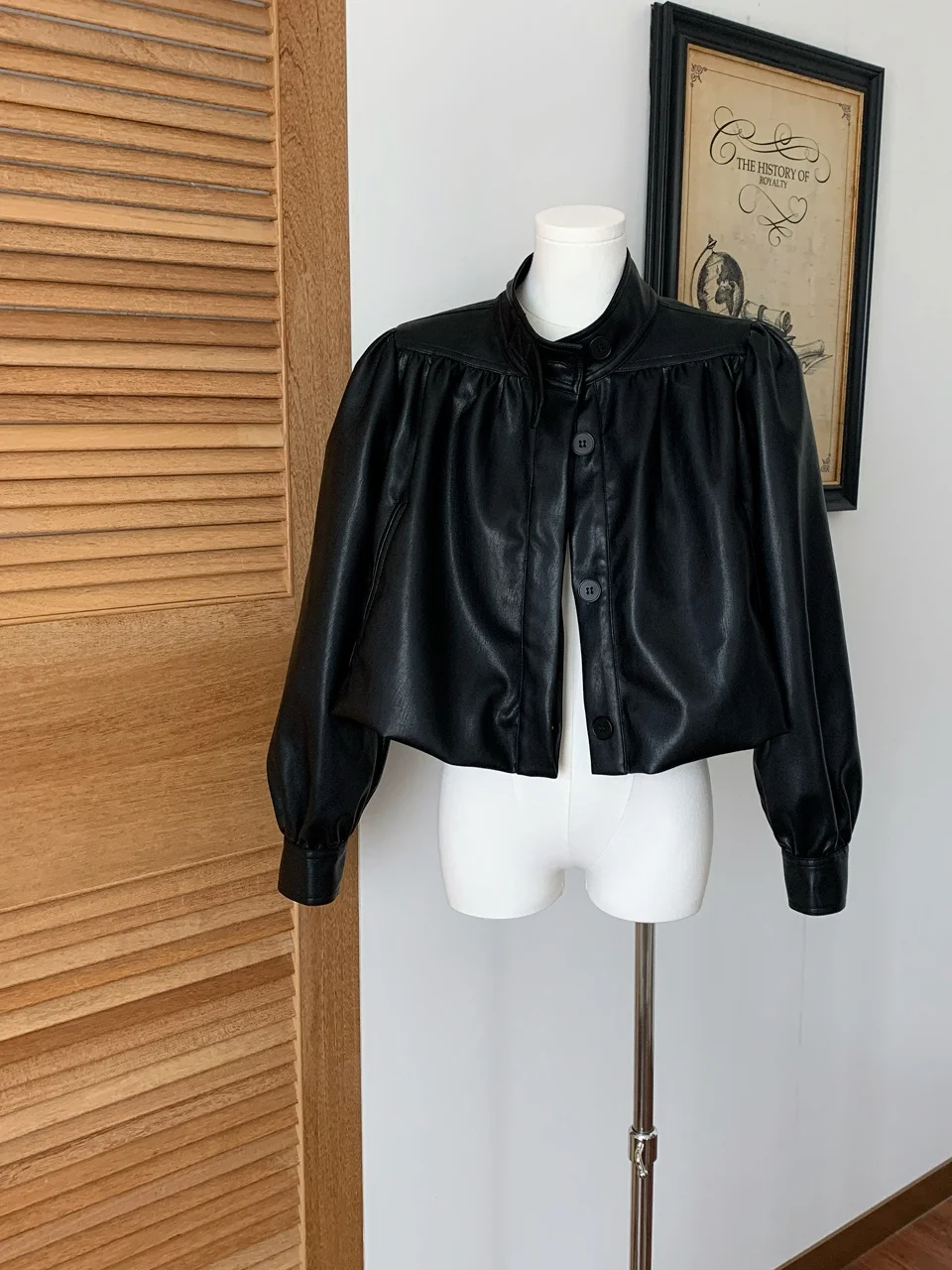 

Chl*e ort Пальто Lantern Sve Cloud Hem Коротник-стойка Кожа Jaet Street Sle Прямой крой Long Sve ort Длина