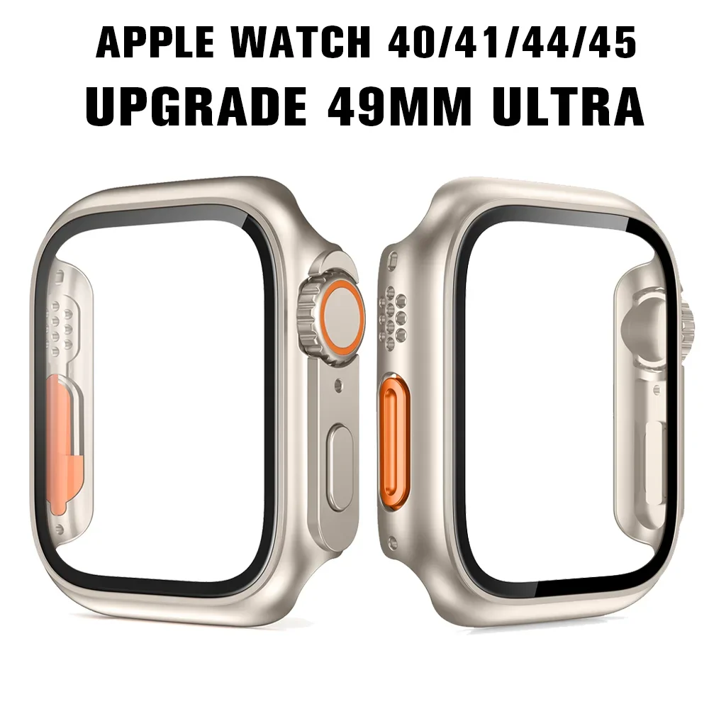 Upgrade Case for Apple Watch Ultra 2 41mm 45mm Screen Protector Hard PC Tempered Glass IWatch Series 9 8 7 6 5 4 3 38MM 42 44mm