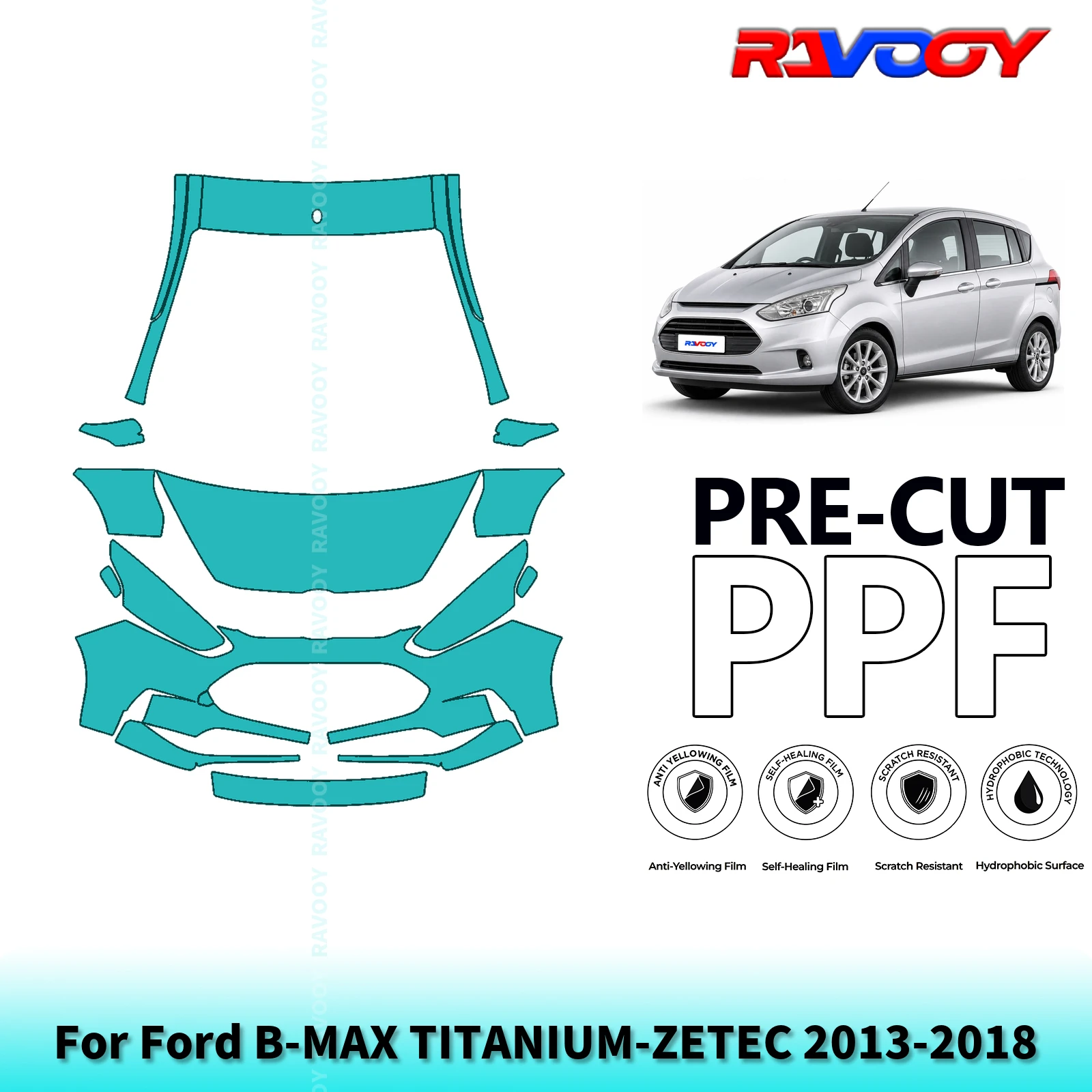 Paint Protection Film Matte - For Ford B-MAX TITANIUM-ZETEC 2013-2018 Partial