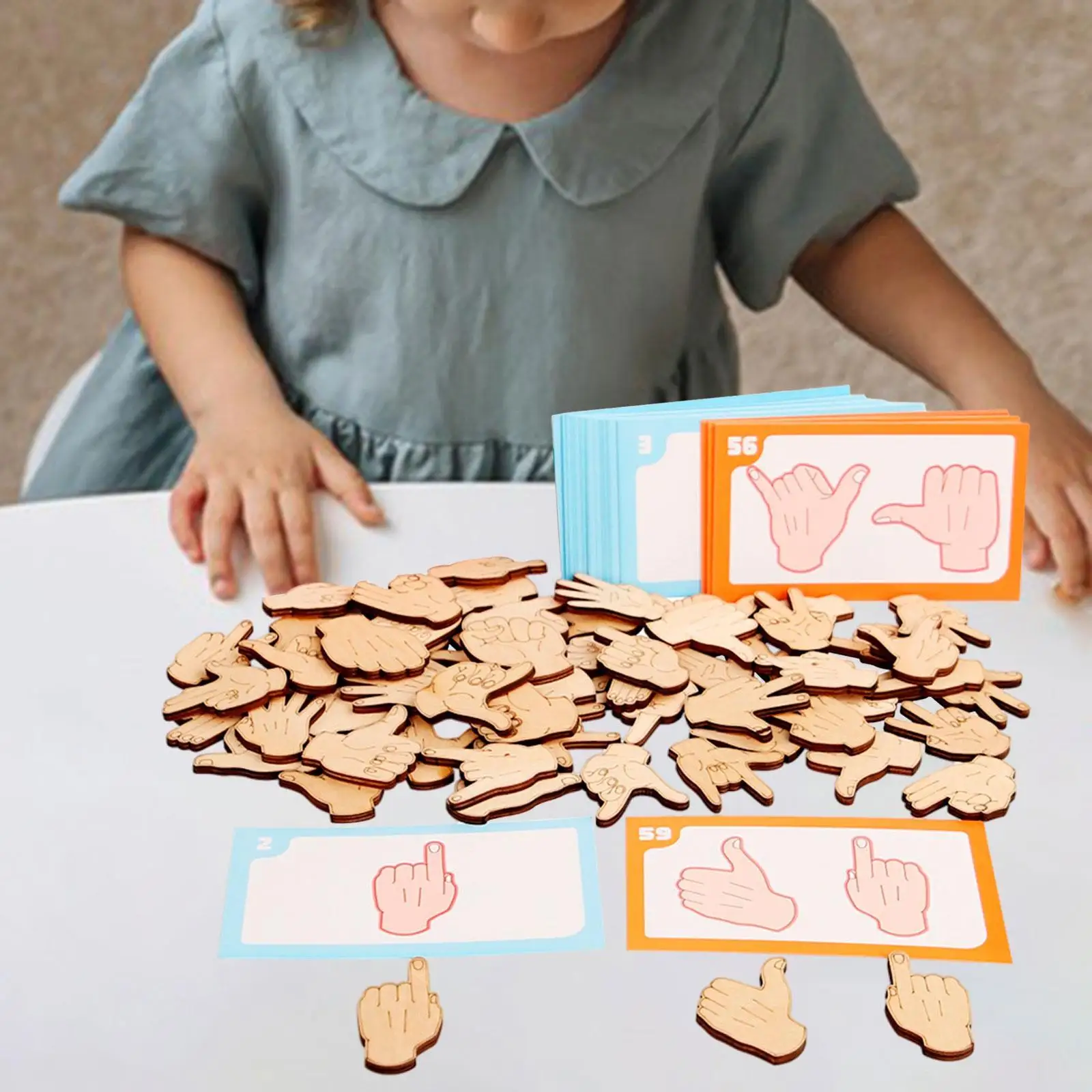 

Wooden Matching Gesture Puzzle Portable Early Education Toy for Girls