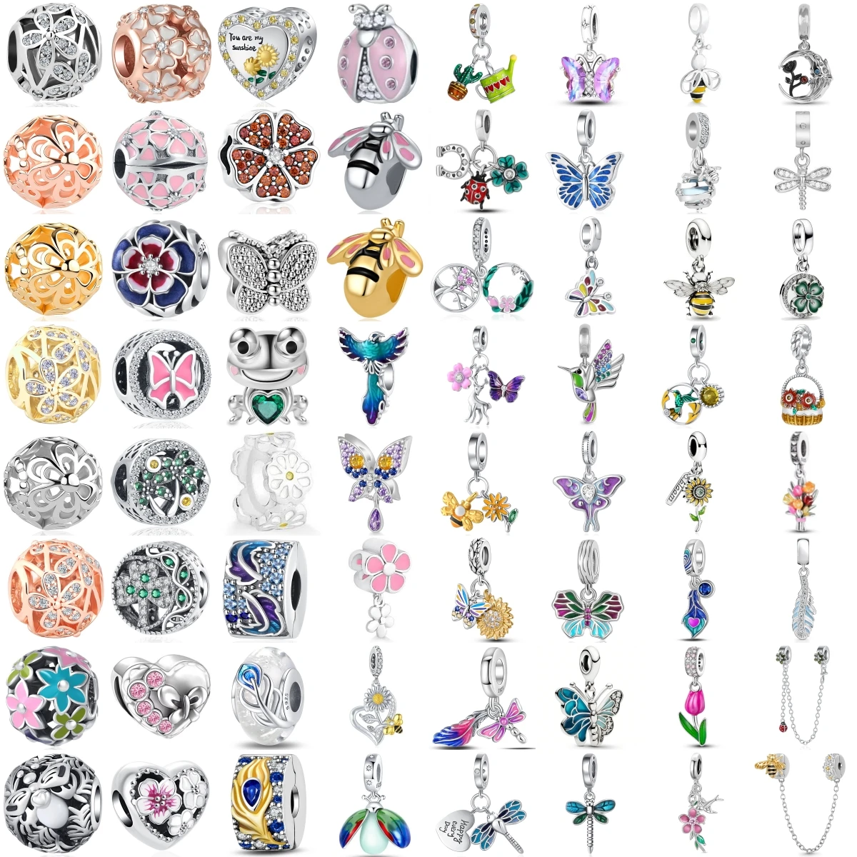 Flower Butterfly Bee Insect Charms Beads DIY Bracelet Necklace Jewelry Making Accessories Ladybug Frog Charm Gift for Women