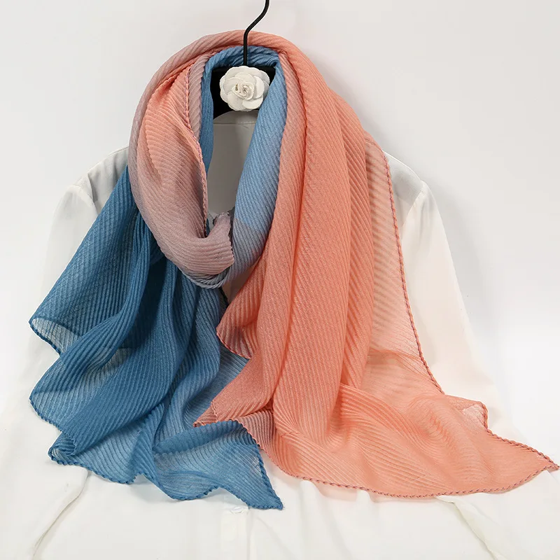 Cotton Linen Viscose Hijab Long Scarf Women Luxury Ombre Shawls Wrap Headscarf Muslim Women Pareo Beach Bandana Foulard Turbante