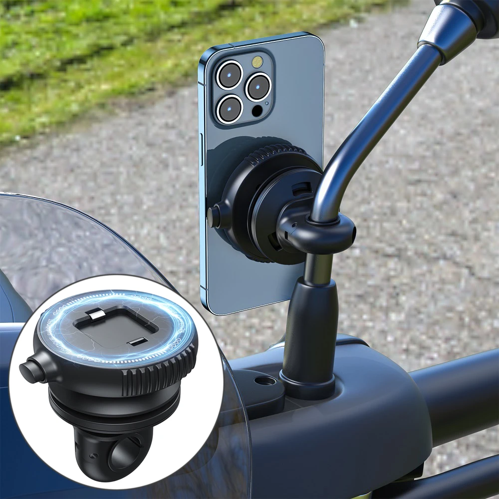 Motorcycle Rearview Mirror Phone Mount 1S Quick Release Anti Shake Motorbike Phone Holder for 3.5-7.0 inch Mobile Devices