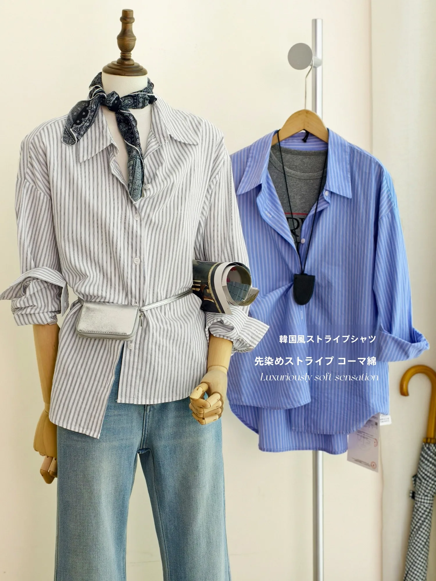 

Loose Comfortable Women's Stripe irt Collar 00% Cotton round Hem Casual Sle Long Sve Chinese Brand Faion Spring
