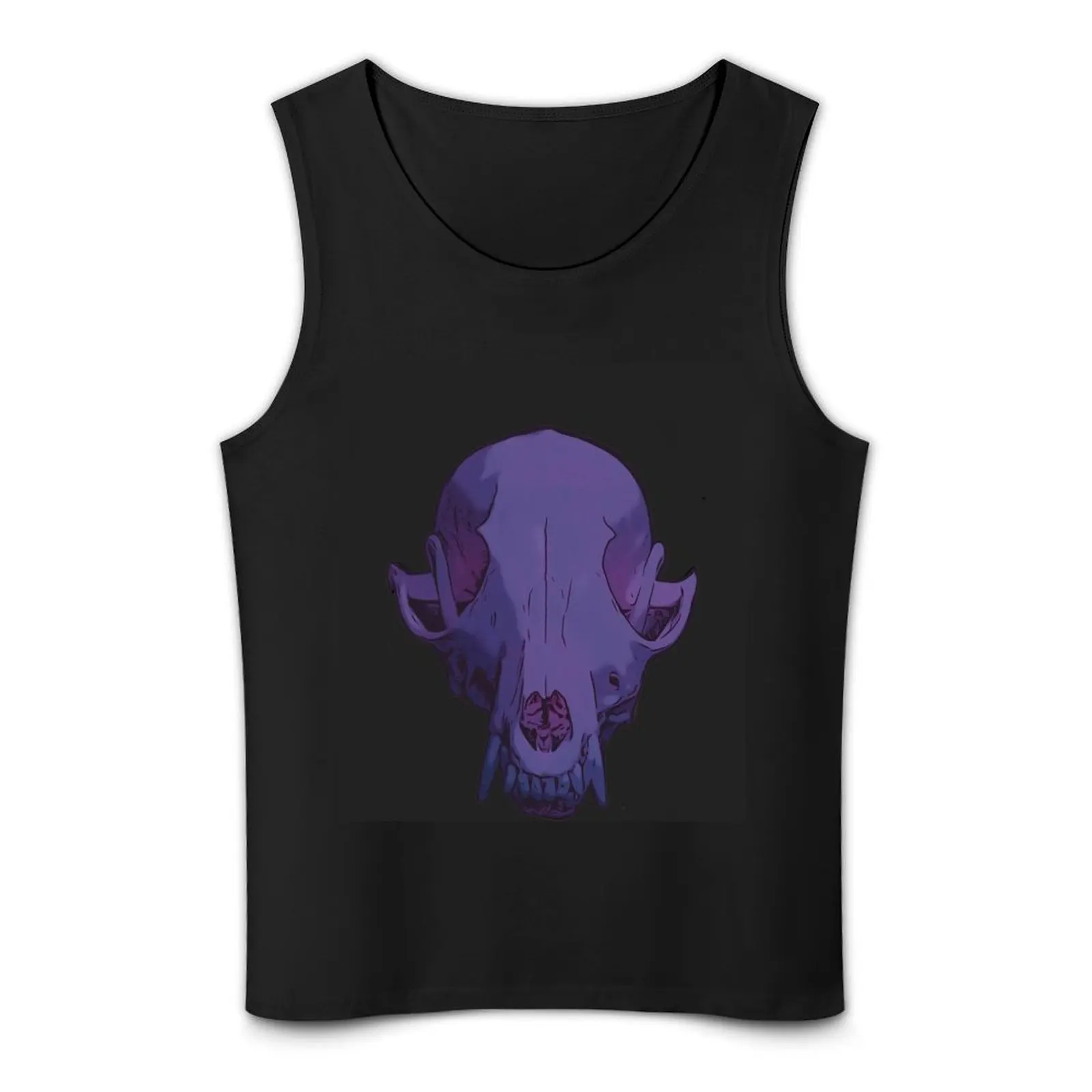 Neon Purple Fox Skull Graphic Little Shop of Oddities Tank Top sleeveless T-shirt male
