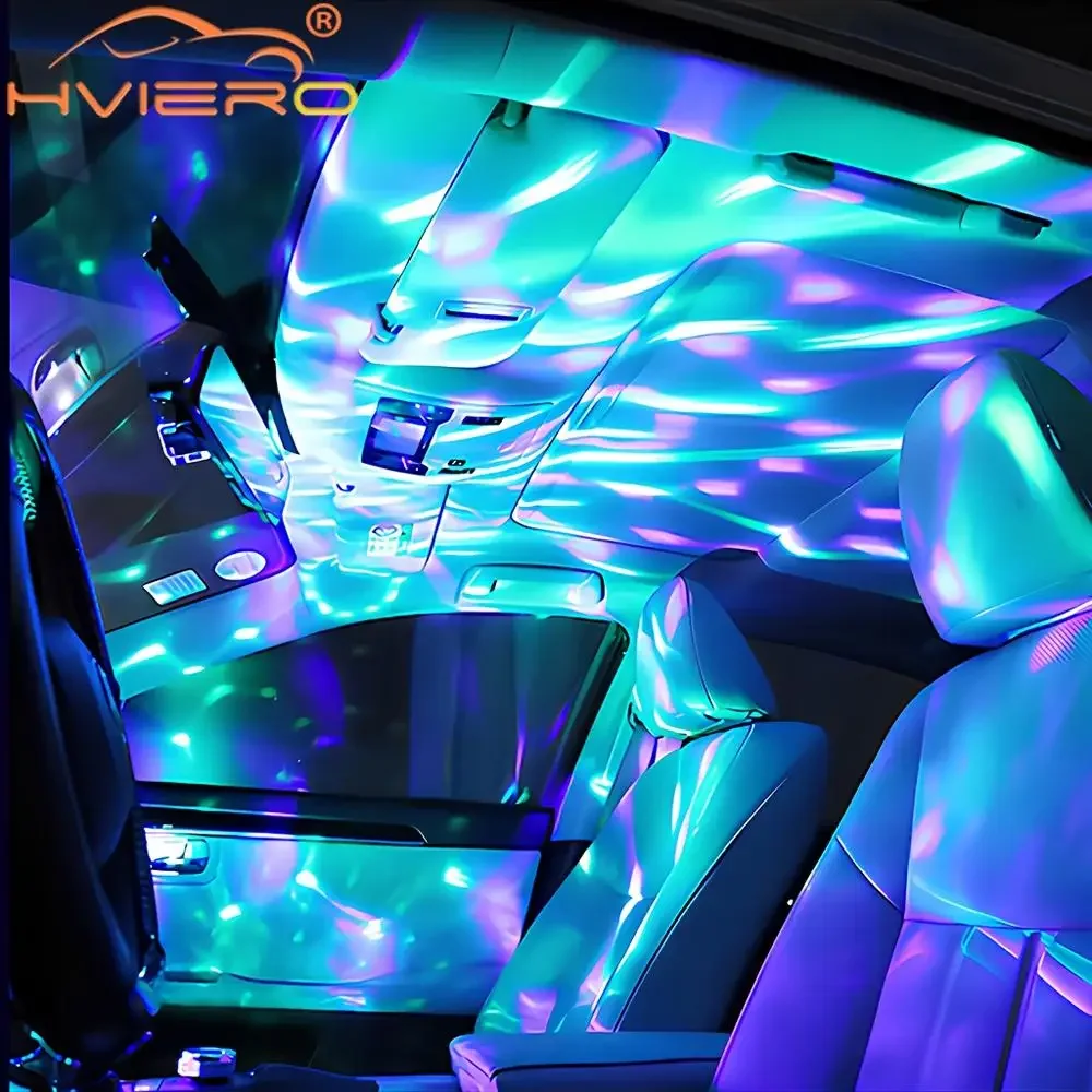 Car USB Ambient Light DJ RGB Mini Colorful Music Sound Led IOS 5V Interface Holiday Party Atmospheres Interior Dome Trunk Lamps