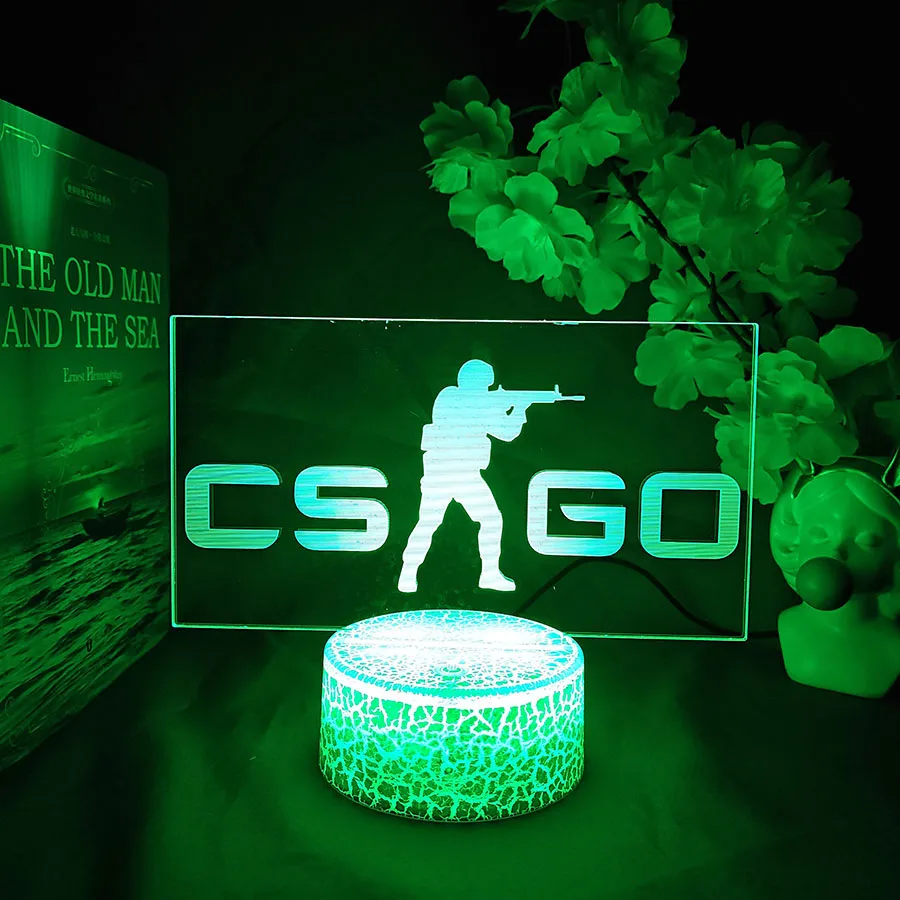 CS GO LOGO Nightlight 7 Color Changing Counter-Strike Game Mood Lamp Christmas Gift for Gamers Streaming Backlight Atmosphere