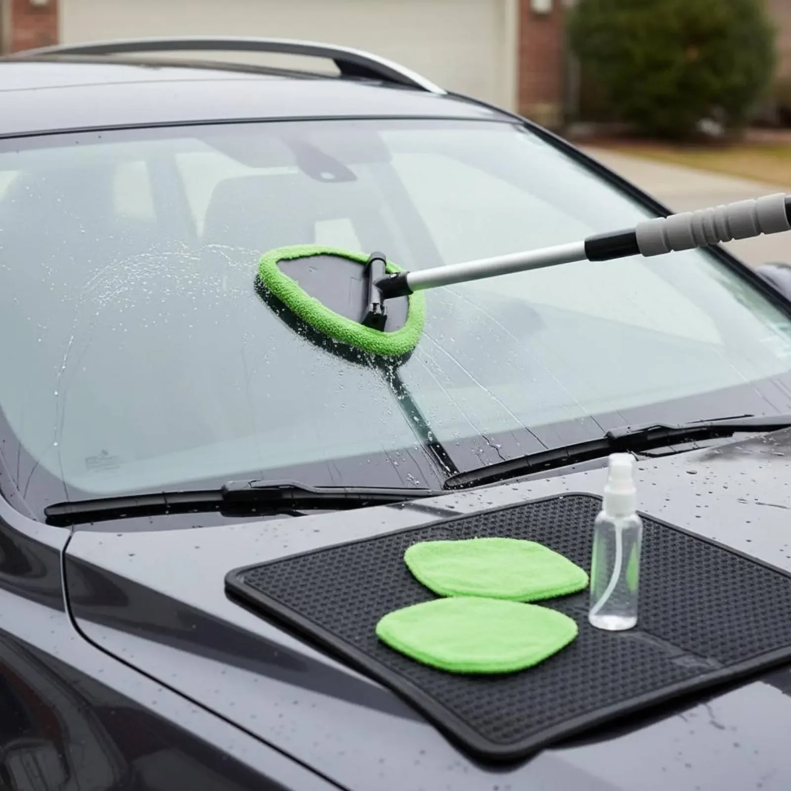 Telescopic Windshield Cleaning Tool Lightweight Design Long Handle Windshield Cleaner Interior Car Window Cleaner Anti-Slip Grip