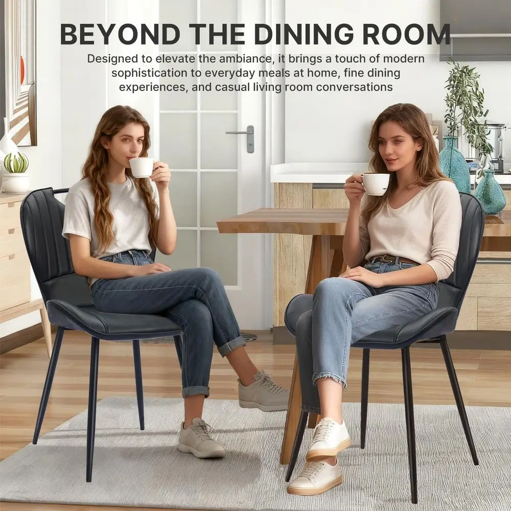 

Chairs Set of 4, Modern Faux Leather Kitchen amp Dining Room Chairs with Metal Legs, Ergonomic Back Support for Home, Restauran
