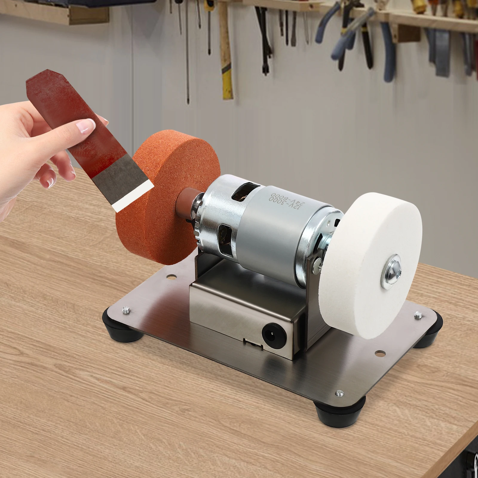 

Mini Belt Sander 96W Electric Benchtop Sander 7 Adjustable Speed Variable Speed Table Grinder for Metal Wood DIY Handcraft