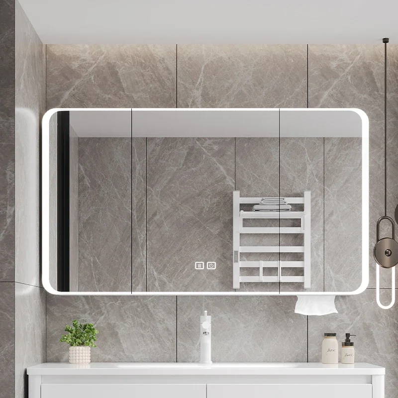 Nordic Touch Bathroom Cabinets Wall-mounted Modern Intelligent Bathroom Cabinets Defogging Home Furniture Armadi Specchi HBMC