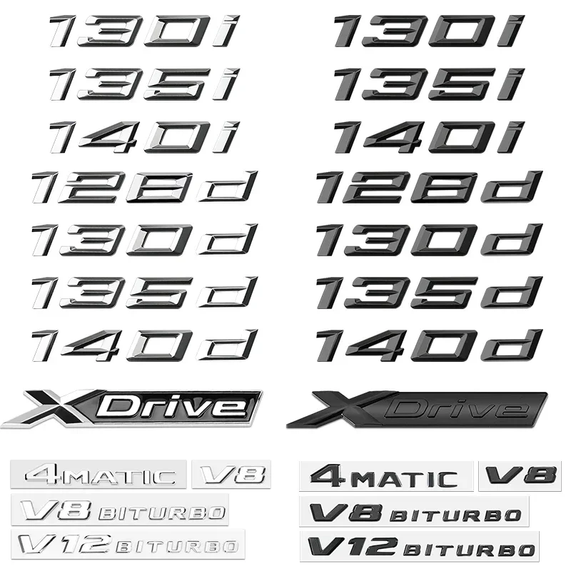 

3D ABS Black Chrome Car Letters Rear Trunk Emblem Badge Sticker For BMW M 116i 120i 125d 135d Xdrive Logo Lettering Accessories