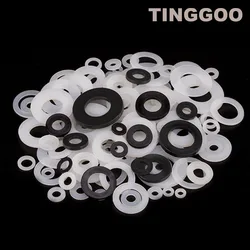 100pcs M2 M2.5 M3 M4 M5 M6 M8 M10 M12 White Black Plastic Nylon Flat Washer Plain Spacer Insulation Gasket Shim Insulating Ring