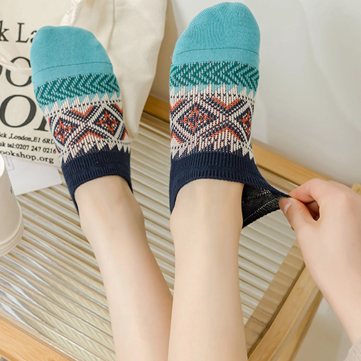 10Pcs Women Socks Spring Summer Double Needle Seamless Combed Cotton Trendy No Show Retro Daily Couple Short Ankle Socks Unisex