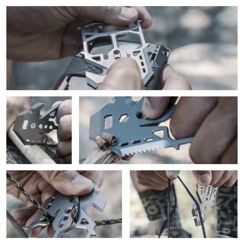 Nuovo strumento di autodifesa portatile multifunzionale in acciaio inossidabile EDC Strumenti tattici da campeggio all'aperto Regali creativi super pratici