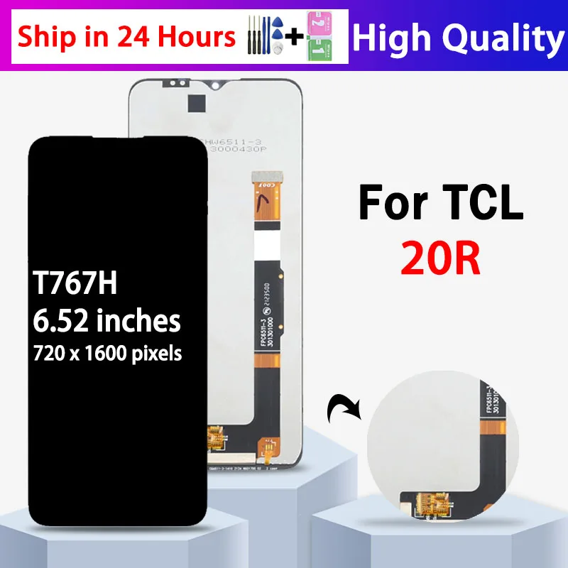 

6.52"100% Test for TCL 20 R 20R 5G T767H Lcd Display with Frame Digital Touch Screen Digitizer Assembly Replacement