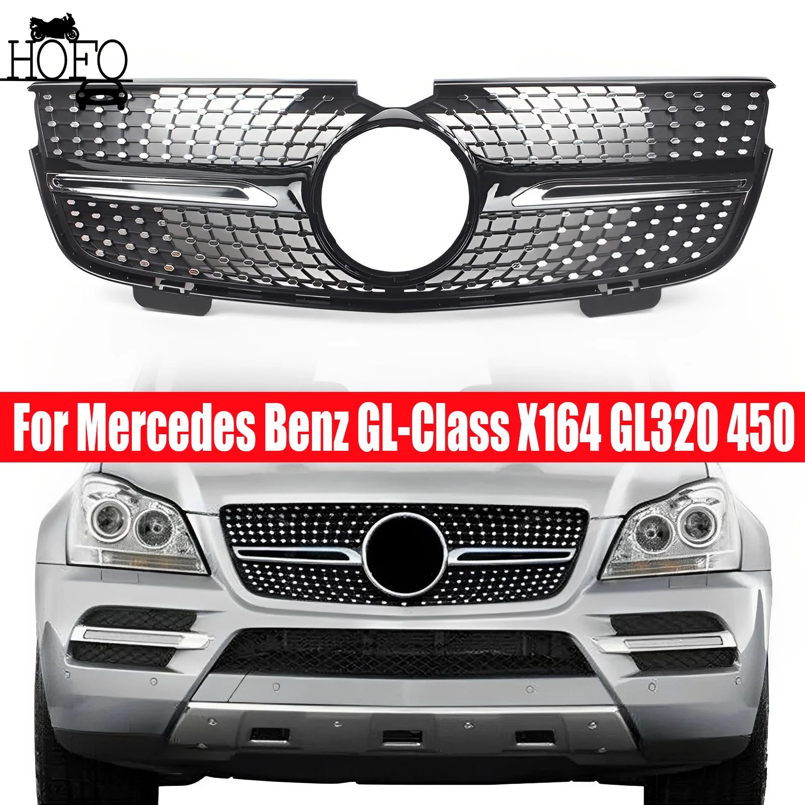 

For Mercedes Benz GL-Class X164 GL320 2007-2009 GL450 2007-2012 Front Radiator Grille Bumper Grill Middle Grid Inlet Mesh