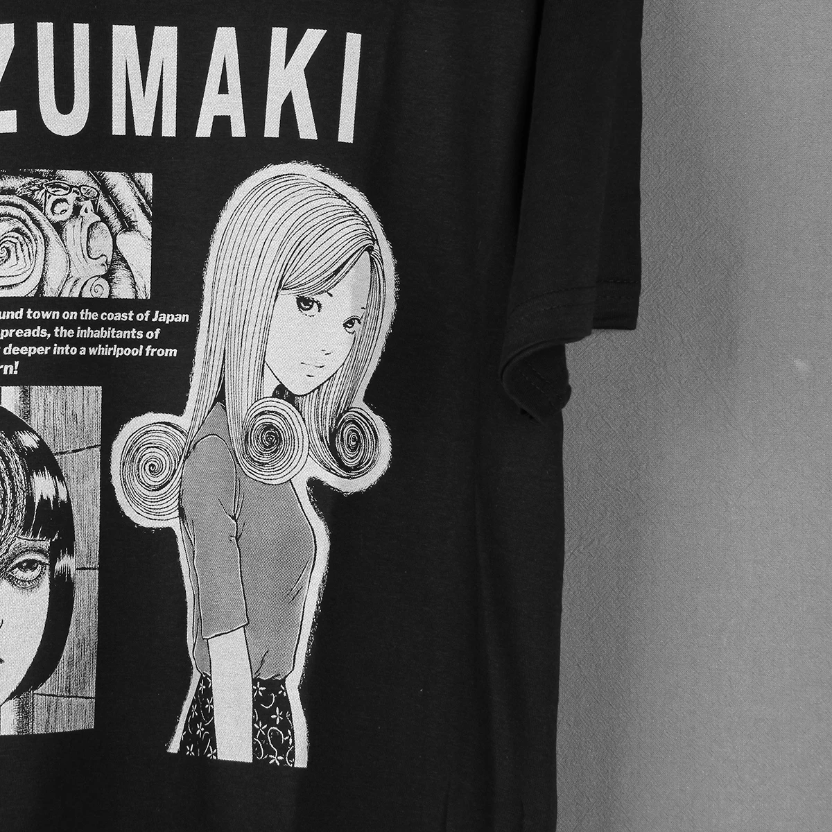 Uzumaki T-Shirt Anime Manga Tomie Junji Ito Black Paradox Men\'s Clothing Short Sleeve Cotton Tee