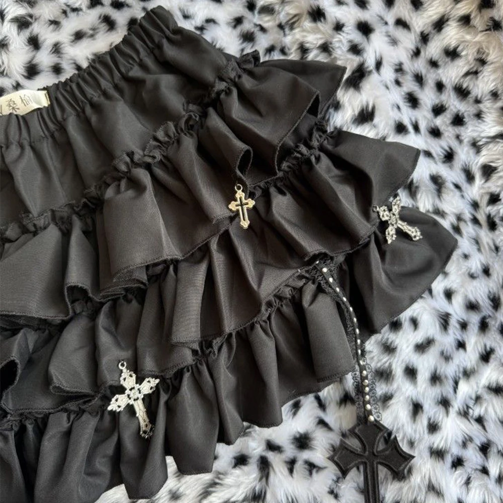 Gothic Y2K Elastic Waist Harajuku Y2K Mini Skirt Women's Spicy Girl Chic Ruffle Subcultural Skirt Design Retro Cake Skirt Lolita - view 3