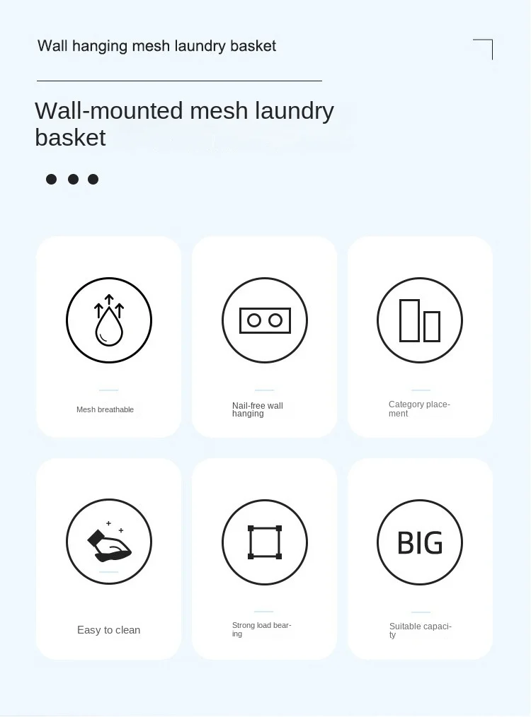Foldable Storage Laundry Basket Organizer Dirty Clothes Mesh Bag Household Wall-mounted Bathroom Clothes Hanging Baskets Bucket