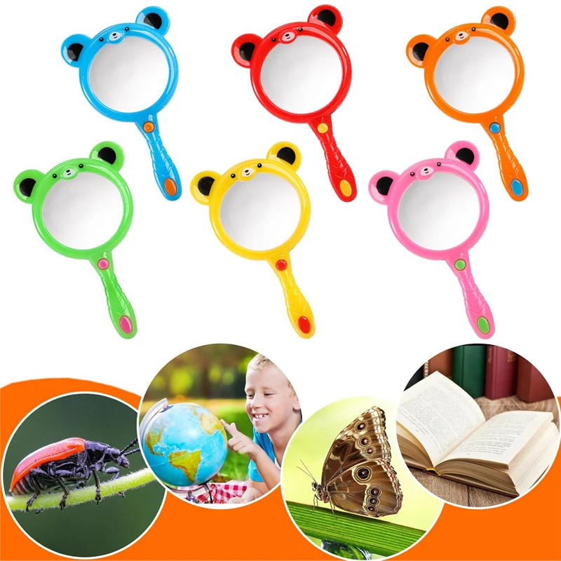 3PCS Cartoon Cute Magnifying Glass for Kids Hand Lens Reading Outdoor Observation Exploration Science Toys Party Favors