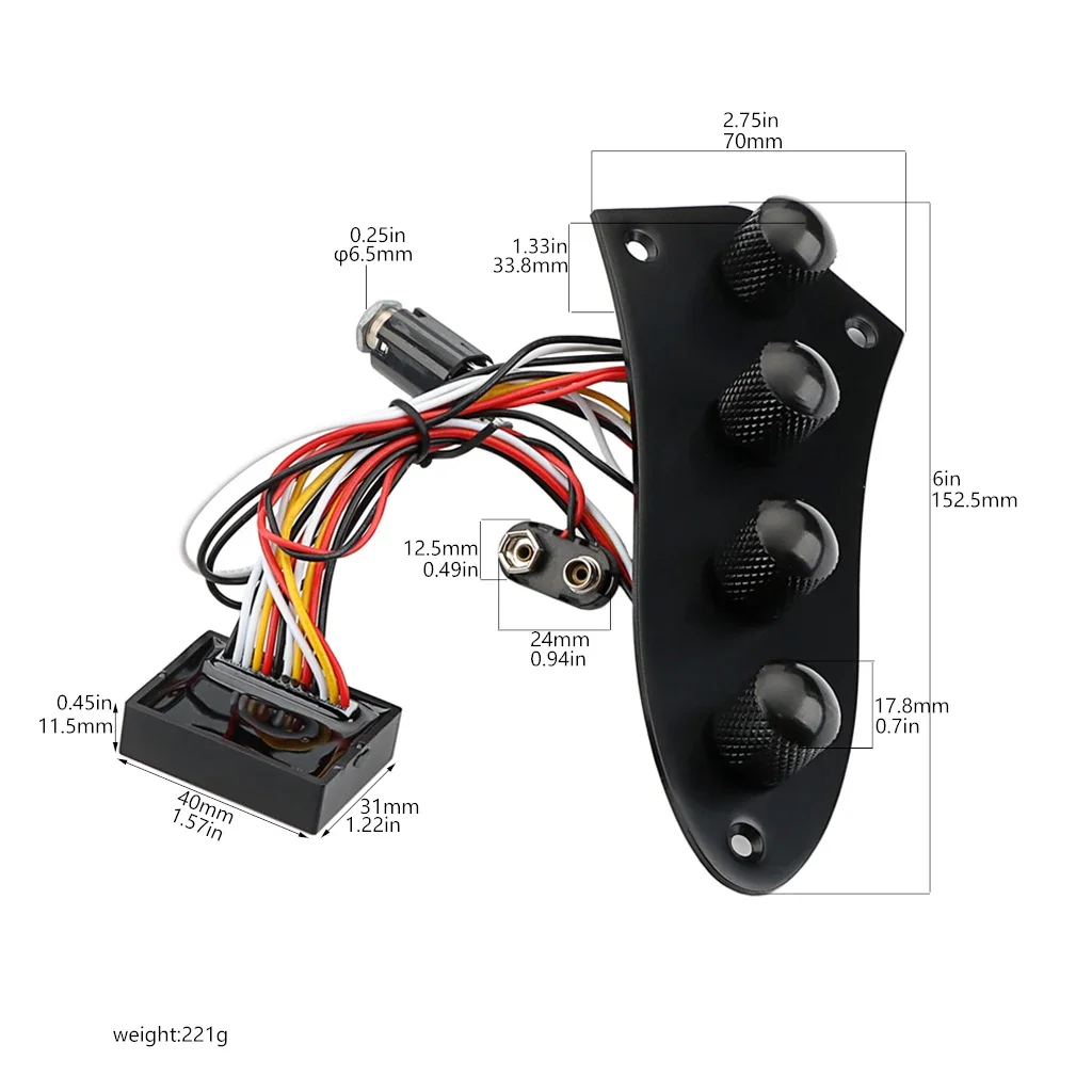 1 x Bass Guitar Loaded Control Plate Preamp Prewired Control Plate with Wiring Harness Guitar Parts & Accessories