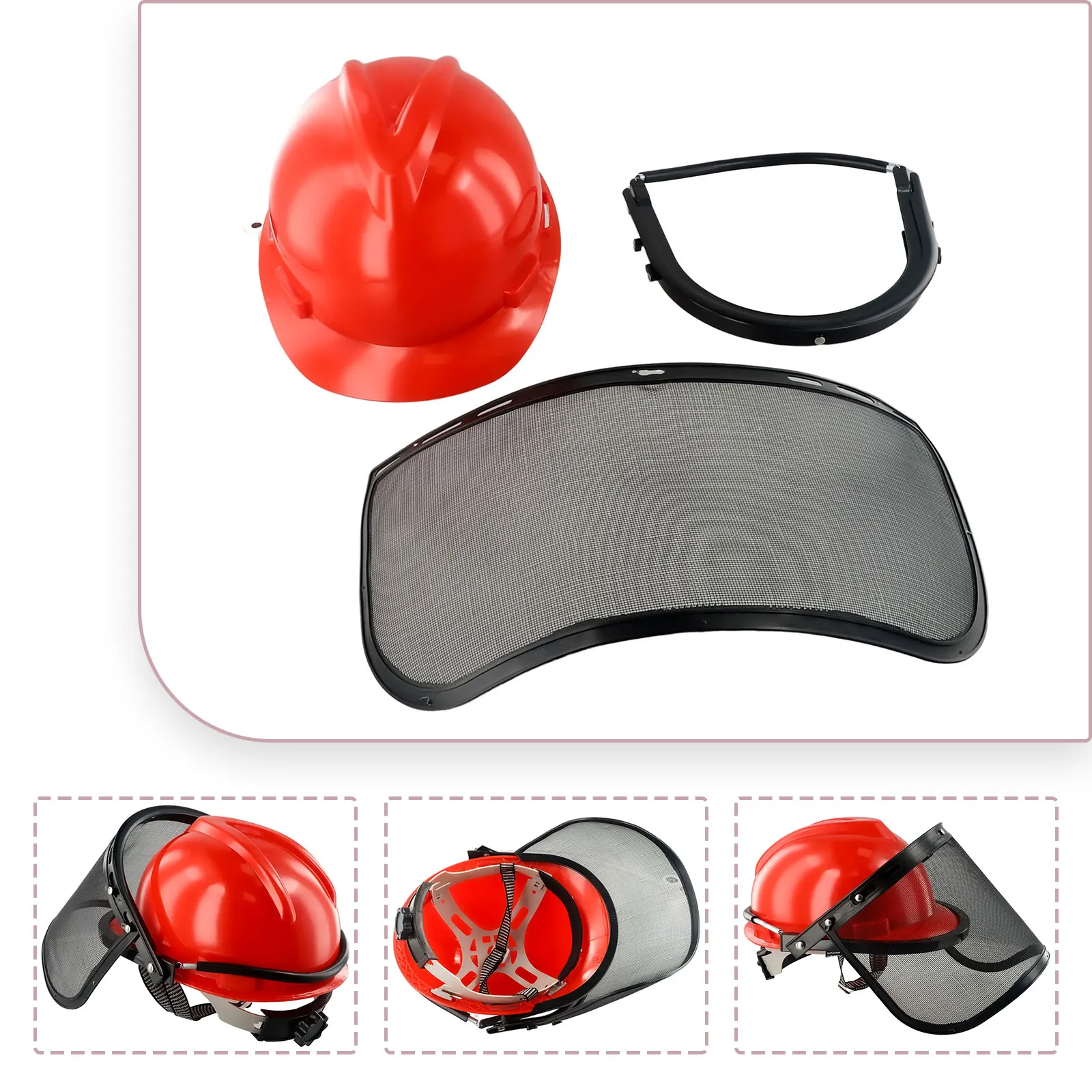 

Red Chainsaw Safety Helmet Cover Protective Mesh Visor Hat Face For Lawn Mower Trimmer Brushcutter Adjustable Headband