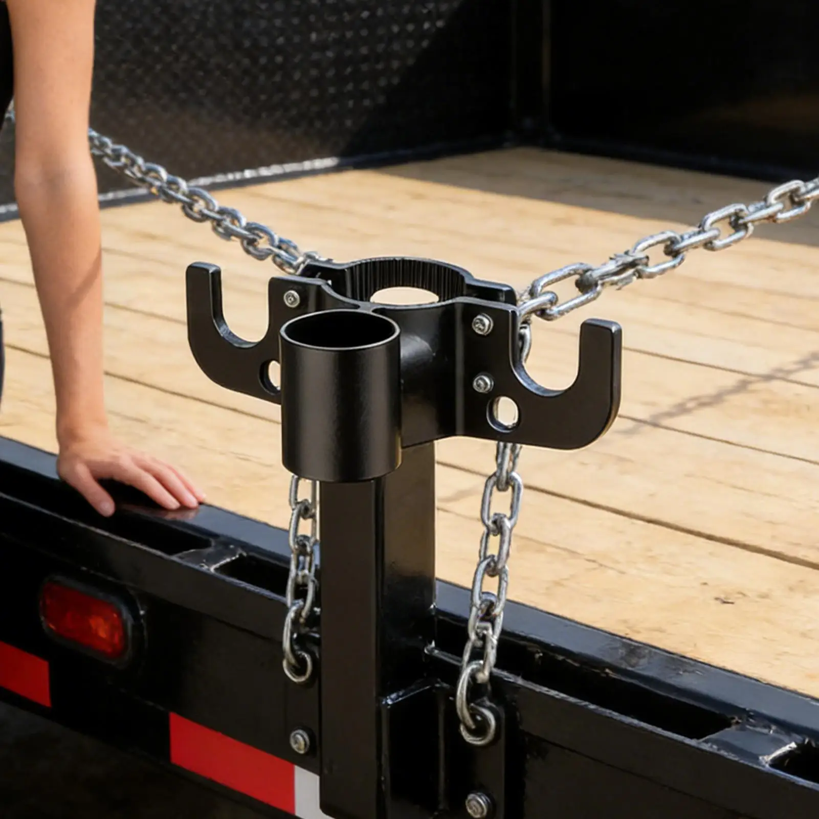 

Держатель цепи для прицепа, антикоррозийный, алюминиевый, с креплением для проводки и 7-контактным разъемом, органайзер для цепи для прицепов, автодомов, эвакуаторов