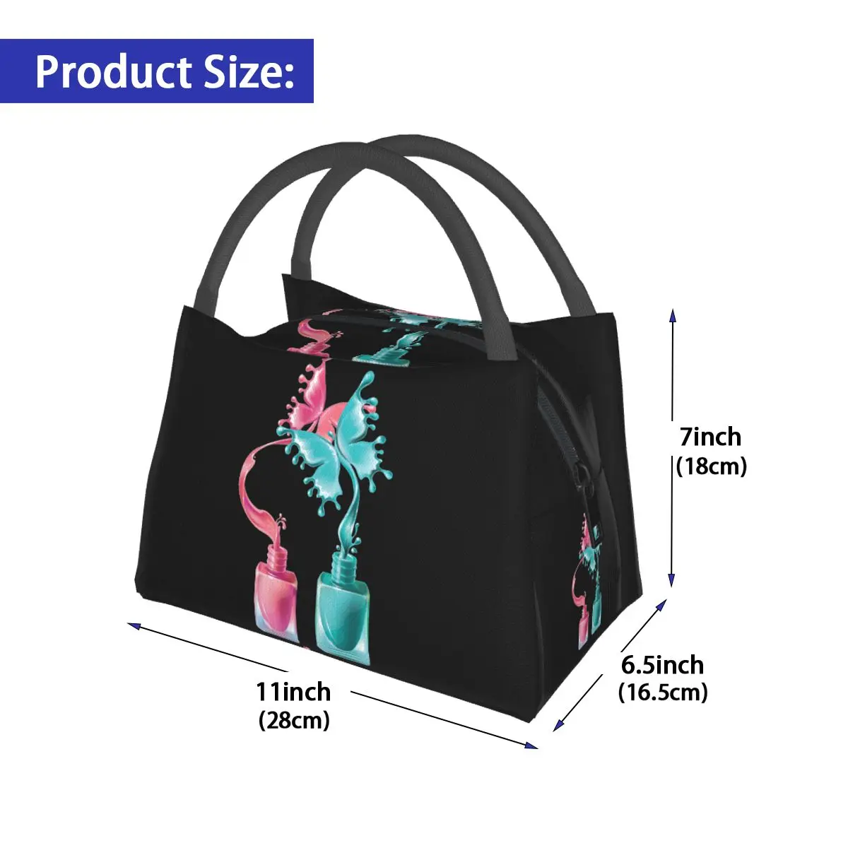 Manicurist Manicure Nail Art Lunch Bag Portable Insulated Oxford Cooler Beautician Nail Tech Polish Thermal Picnic Tote