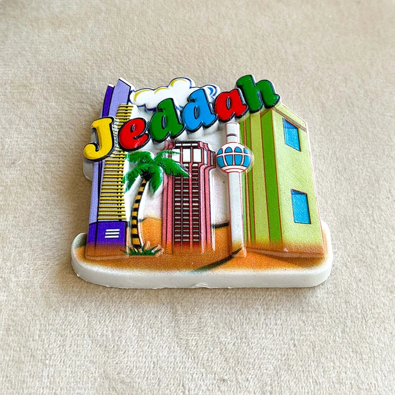 Saudi Arabia Tourist souvenirs Home Improvement Items Collection Crafts Jeddah cartoon building 3D stereo refrigerator magnet