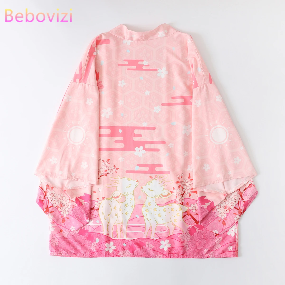 2021 neue Sommer Lose Rosa Blau Elch Druck Japanischen Streetwear Strickjacke Frauen Männer Harajuku Haori Kimono Cosplay Bluse Top Yukata