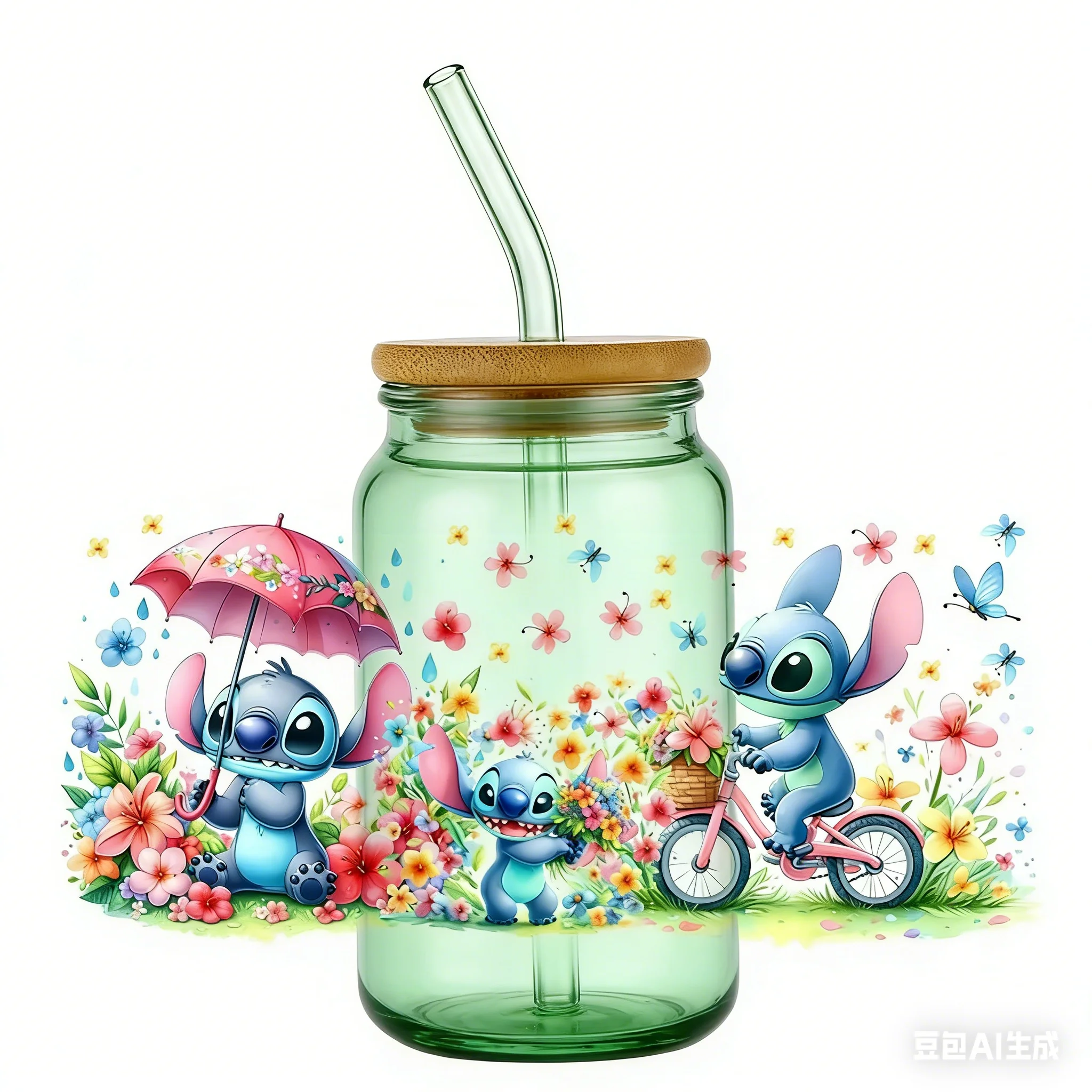 Vinilos Adhesivos para Vasos Libbey de 16oz con Diseño de Disney Stitch, Resistentes al Agua y con Adhesivo Permanente