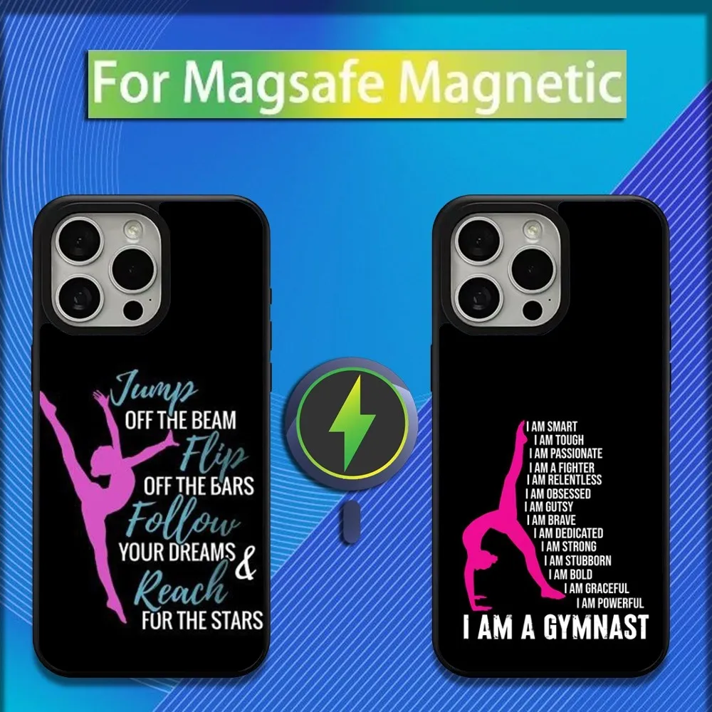 GYM Girl Gymnastic Phone Case For iPhone 16,15,14,13,12,11,Plus,Pro,Max,Mini Magsafe Magnetic Wireless Charging