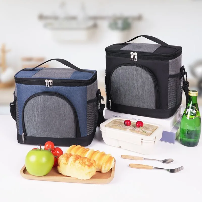 حقيبة غداء محمولة سعة 10 لتر، صندوق حراري للطعام، صندوق غداء مبرد مكتبي متين مقاوم للماء مع حقيبة معزولة بحزام كتف قابل للتعديل