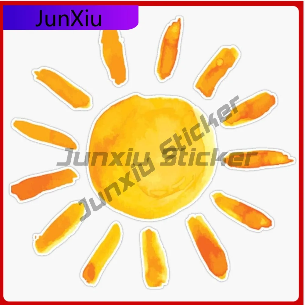 

Brushed Watercolor Painted Sun Vinyl Waterproof Sticker Scratch-proof Decal Car Laptop Wall Window Bumper Suv Laptop Stickers
